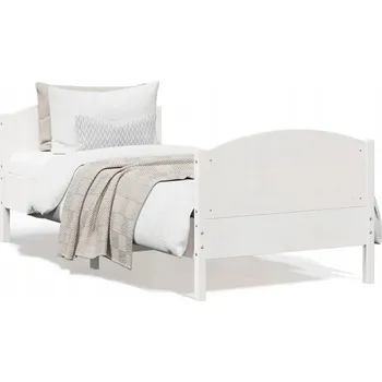 Postel Bílá dřevěná postel z borovice 195,5 x 95,5 x 74,5 cm s čelem