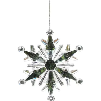 Vánoční dekorace Sada 5 ks plastových průhledných dekorací na vánoční stromek ve tvaru vločky 7,3 cm