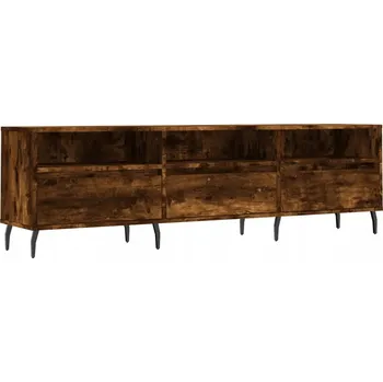 Televizní stolek TV stolek s železnýma nohama, kouřový dub, 150 x 30 x 44,5 cm