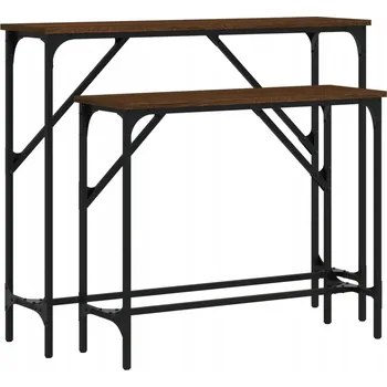 Konferenční stolek Sada konzolových stolků, hnědý dub, 95x26x80 cm a 75x26x63 cm