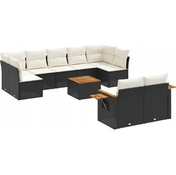 Zahradní sestava Zahradní sedací souprava z PE ratanu, stůl, sedáky, Polštáře, černá