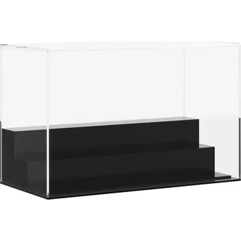 Knihovna Akrylová výstavní vitrína, 3 patra, 25x12x16 cm, průhledná a černá