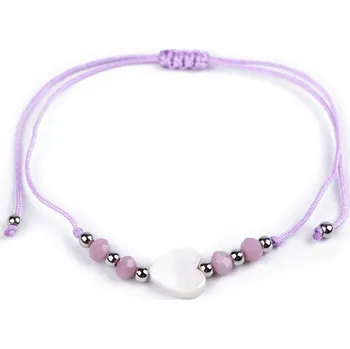 Náramek Náramek shamballa perleťové srdce, malé, 7 fialová lila