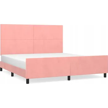 Postel Rám postele s čelem, růžový samet, 203x166x118/128 cm
