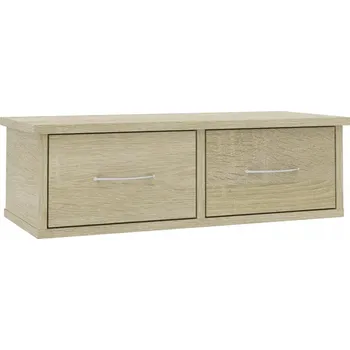 police Nástěnná police se 2 zásuvkami, dub sonoma, 60 x 26 x 18,5 cm