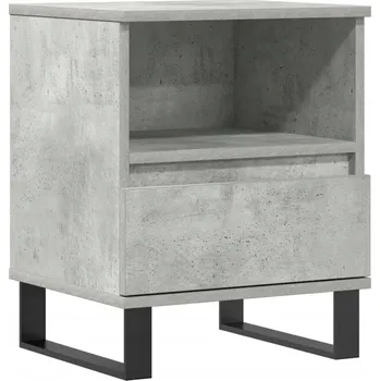 Noční stolek Noční stolek s deskou imitující dřevo, zásuvkou a kovovými nožičkami, šedý