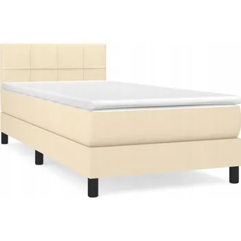 Postel Kontinentální postel krémová 203 x 100 x 78/88 cm s matrací 100 x 200 x 20 cm