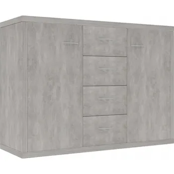Komoda Minimalistická Komoda Šedá Betonu 88x30x65 cm, 4 Zásuvky, 2 Dvířka