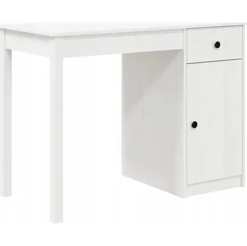 Psací stůl Psací stůl z masivního borovicového dřeva se zásuvkou a skříňkou, bílý, 100x50x75 cm
