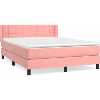 Postel Kontinentální postel růžová 193 x 147 x 78/88 cm s matrací 140 x 190 x 20 cm