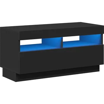 Televizní stolek TV stolek se RGB LED osvětlením, černý, 80x35x40 cm