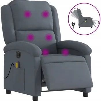 Křeslo Elektrické Masážní Křeslo s Funkcí Rozkládání, Samet (Samet), Tmavě Šedé