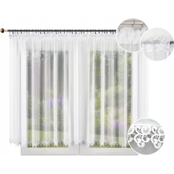 Záclona HOTOVÁ ZÁCLONA S GUIPUROU 200x180 ZÁCLONA JEDNODUCHÁ ZÁCLONY S KRAJKOU DO KUCHYNĚ