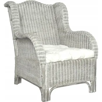 Pohovka Šedá pohovka z přírodního ratanu s polštářem, 86,5x66x89 cm