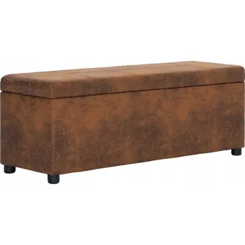 Lavice s úložným prostorem, čalounění ze syntetické semišové kůže, hnědá, 116x38x