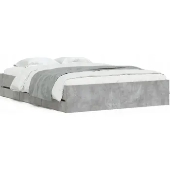 Postel Rám postele se zásuvkami 193x143x33 cm, betonu šedá