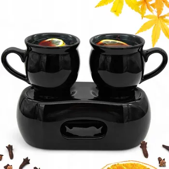 Sada 2x Hrnků s Ohřívačem, Kameninové na Svařené Víno, 250 ml