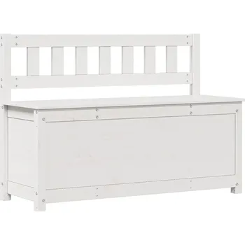 Zahradní lavice Klasická dřevěná lavice s opěradlem a úložným prostorem (truhlou), borovice, bílá, 110x41x76,5 cm