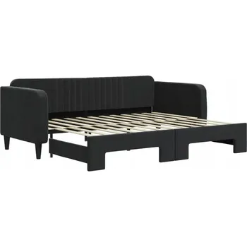 Pohovka Černá rozkládací lenoška 2 v 1 z aksamitu 223 x 100 x 75 cm