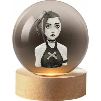 Lampička Jinx Arcane 3D LED Noční Lampa skleněná koule League of Legends Dárek