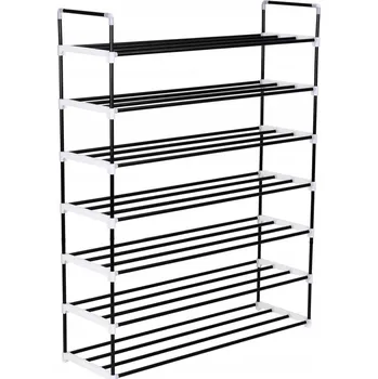 Botník Stojan na boty z kovu a plastu, 7 polic, černý, 91x29x133 cm