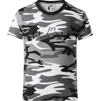 Chlapecké tričko Border kolie EKG - Dětské maskáčové triko - 134 cm/8 let ( Šedý maskáč )