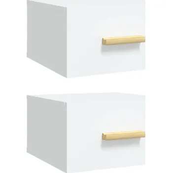 Konferenční stolek Sada 2 Bílých Závěsných Nočních Stolků, 35x35x20 cm, Materiál na bázi dřeva