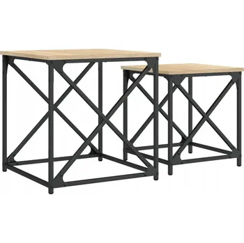 Konferenční stolek Sada 2 Zasouvacích Konferenčních Stolků, Dub Sonoma, 50x50x52,5 cm a 40x40x44 cm.