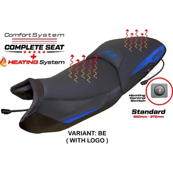 Sedlo na kolo TPZ Italia Kompletní vyhřívané sedlo BMW R 1300 GS 2023-2025 Dorfen Comfort System - Standard potah sedla: s logem BE (blue)