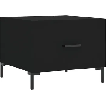 Konferenční stolek Konferenční stolek se zásuvkou, dřevěný, železné nohy, černý, 50x50x40 cm