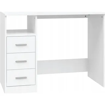 Psací stůl Počítačový stůl se 3 zásuvkami a policí, bílý, 102x50x76 cm