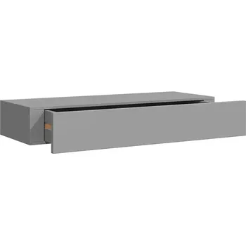 police Závěsná police se zásuvkou, MDF a kov, šedá, 60x23,5x10 cm