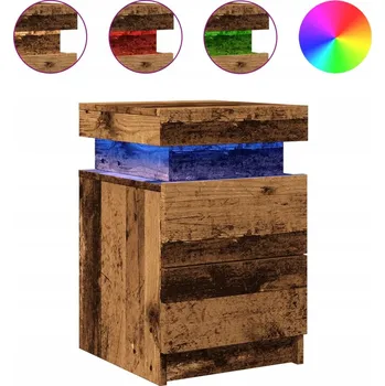 Noční stolek Noční stolek LED RGB se zásuvkou, dřevěný materiál, 35x39x55 cm, barva