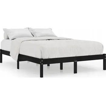 Postel Černý rám postele z masivního borovicového dřeva 205,5 x 205,5 x 31 cm