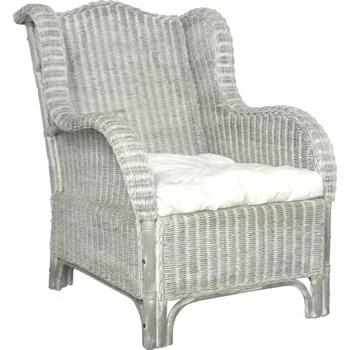 Pohovka Pohovka z přírodního ratanu s polštářem, šedá, 86,5x66x89 cm