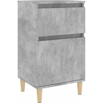 Noční stolek Noční stolek z eukalyptového dřeva, šedý betonu, 40x35x70 cm