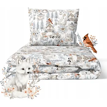 Povlečení Dětské povlečení 140x200 cm pro děti, vzor: Zima Boho Stříbrná