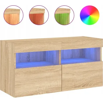 Televizní stolek Závěsná skříňka pod TV s LED RGB osvětlením, Dub Sonoma, 80x30x40 cm