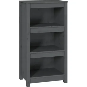 Knihovna Dřevěný regál na knihy z masivní borovice, šedý, 50x35x97 cm