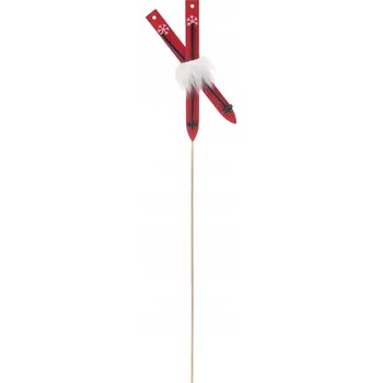 Vánoční dekorace Červené lyže na drátku s kožešinou, dekorace, vánoční ozdoba na aranžování