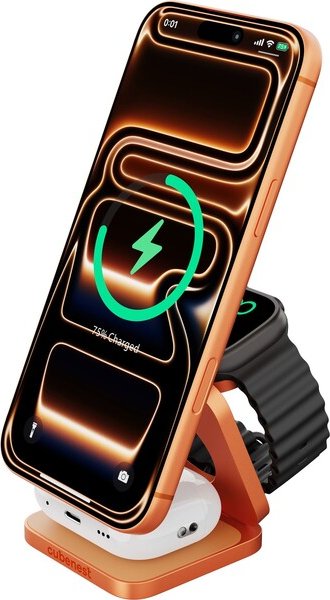 Cubenest SQ312 Ultra Qi2.2 (MagSafe) 3v1 nabíječka (35W) oranžová (Limited Edition)