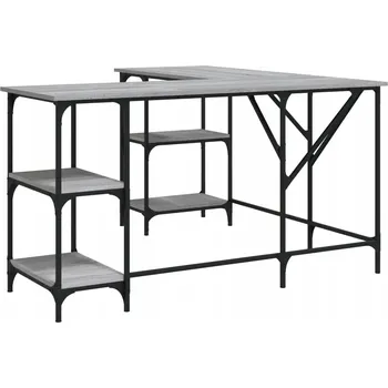 Psací stůl Počítačový stůl ve ve tvaru písmene L, šedý dub sonoma, 139 x 139 x 75 cm