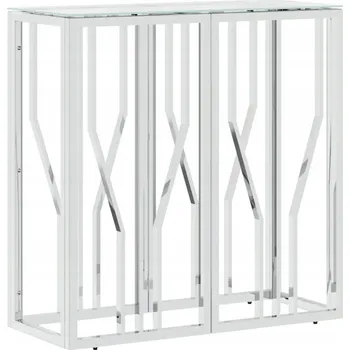 Konferenční stolek Konzolový stolek z z nerezové oceli a skla, 70x30x70 cm, stříbrný