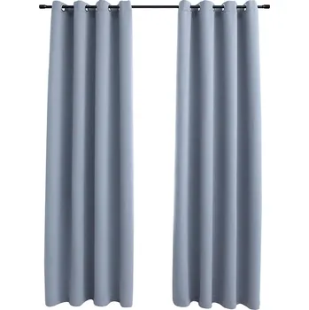Prostěradlo Záclony blokující světlo, šedé, 140 x 225 cm, polyester, kovová kolečka