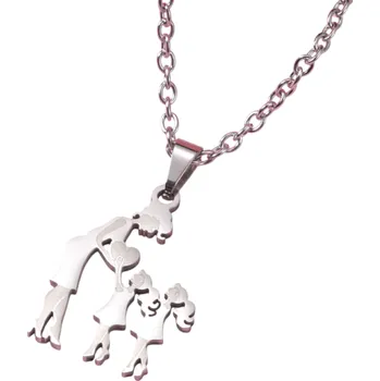 Náhrdelník Řetízek s přívěškem Maminka se dvěma dcerami Elegantní dámský náhrdelník Symbol rodiny Dárek pro maminku stříbrná