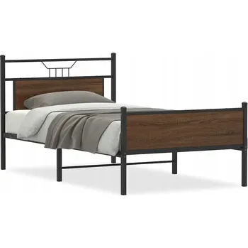 Postel Rám postele 196x105,5x91,5 cm hnědý dub s čelem a nožní deskou