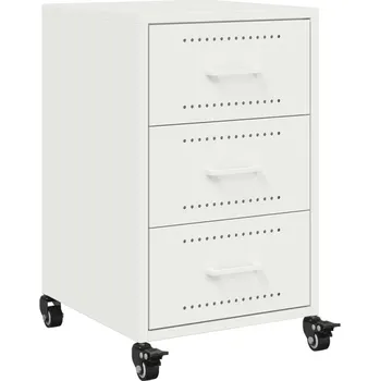 Noční stolek Noční stolek se 3 zásuvkami, ocel válcovaná za studena, bílá, 36x39x59 cm