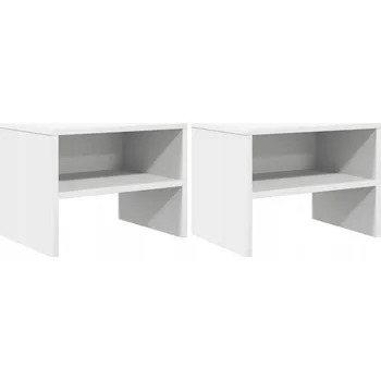 Konferenční stolek Sada 2 Bílých Nočních Stolků s Otevřenou Poličkou, 40x30x30 cm