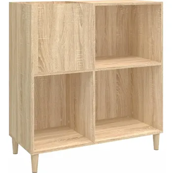 Komoda Skříňka na vinylové desky s dřevěnými nožičkami, dub sonoma, 84,5x38x89 cm