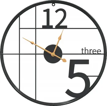 Hodiny Tiché Nástěnné Hodiny Quartz, Vzorovaný Ciferník, Železo, Černé, 50x6,5 cm